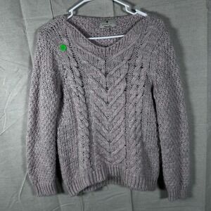 Berretti Womens Cable Knit Sweater M Pink Grey Made in Italy Wool Alpaca Blend